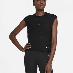 Nike Air Dri-Fit Breathable Spellout Running Jersey-Black-Women's Size XS-NWT